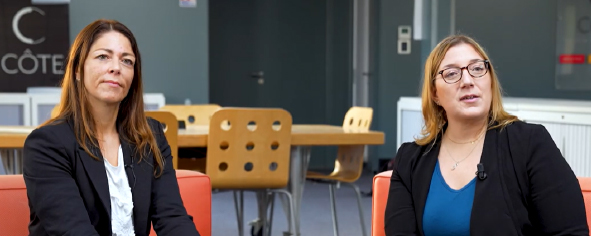 <p style="text-align: left;">Lucie MARTINEAU, Responsable RH, et Clarisse CHARRETON, Chargée RH chez Côte.</p>
<p>&nbsp;</p>
<p style="text-align: left;"><a href="https://youtu.be/GevTiVRg1eQ"><span class="btn btn-internal-editor btn-md btn-secondary btn-with-icon after:btn-icon-img after:mask-arrow-right-line">Découvrez le témoignage</span></a></p>
